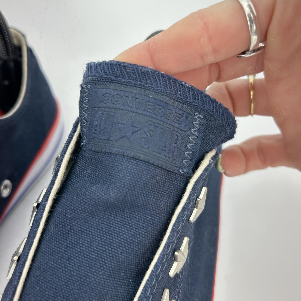 Converse Navy Canvas Slip-On Sneakers with White Toe and Red/Blue Trim - Picture 4 of 16
